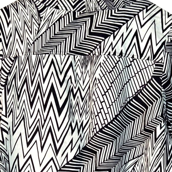 Mirror Image Womens Black & White Geometric Zip Front Jacket Linen Blend 1X - Picture 5 of 7